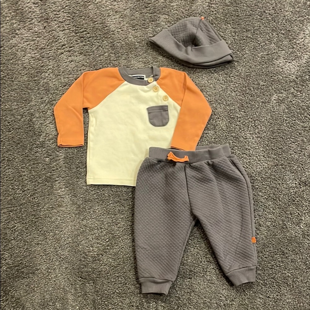 French Connection Baby Orange and Gray matching set